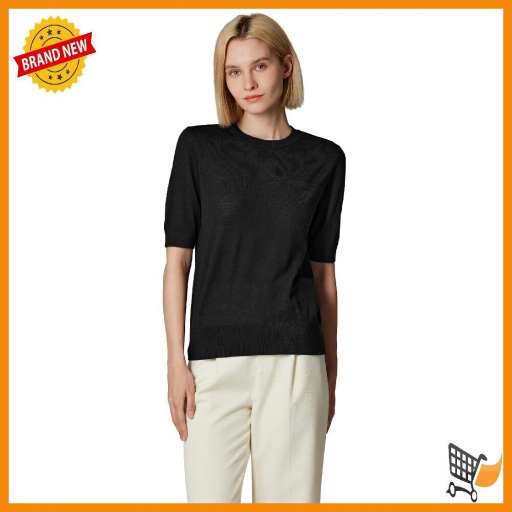 Merino Wool Silk Short Sleeve Sweater | Machine Washable | Summer Weight